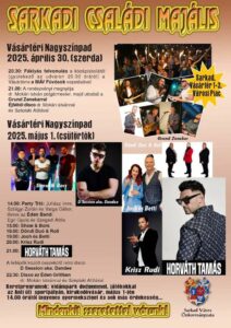 Majális Sarkad 2025 – ingyenes Horváth Tamás, Krisz Rudi, Josh és Betti koncert