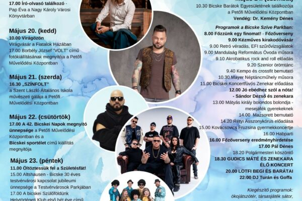 Bicskei Napok 2025 – Curtis, Pál Dénes, Lotfi Begi, Gudics Máté, stb.
