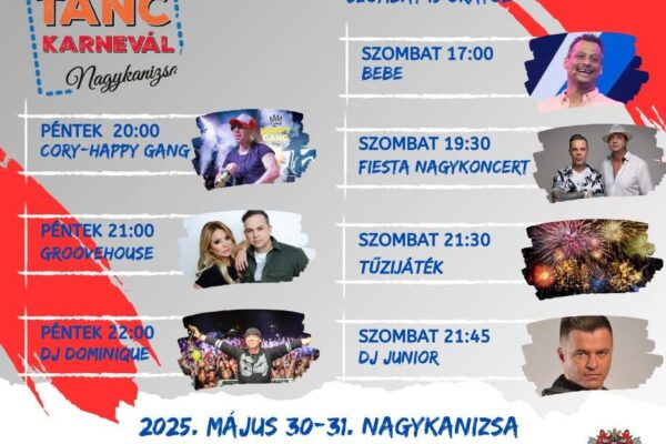 Tánc Karnevál Nagykanizsa 2025 program ingyenes koncertekkel