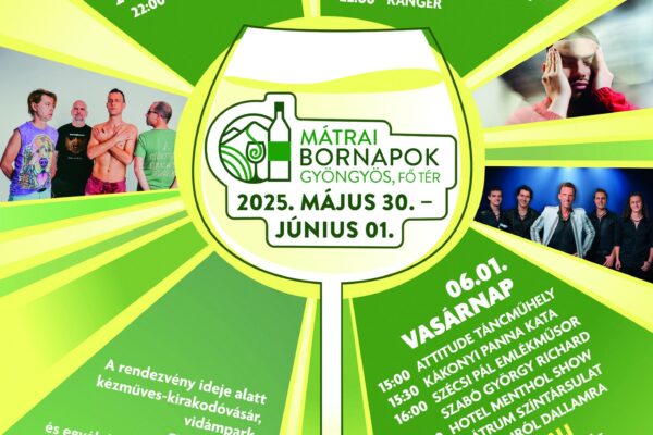 Mátrai Bornapok 2025 Gyöngyösön – 30Y, Bruno, Beton.Hofi, Balázs Pali, stb… Gyöngyös Mátrai Bornap 2025 Program és koncertek