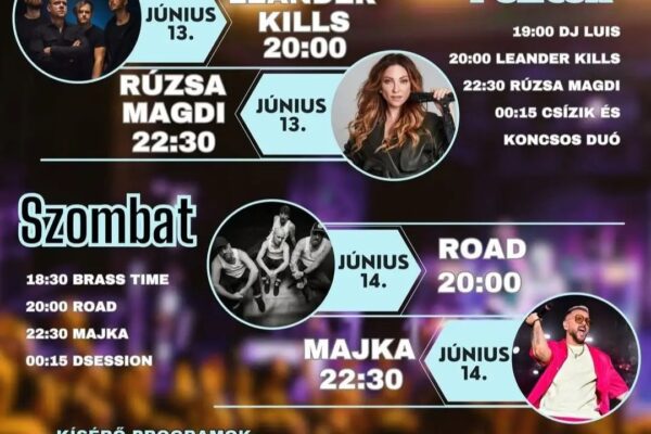 Fűz-Tér Fesztivál 2025 program, ingyenes Majka és Rúzsa Magdi koncert