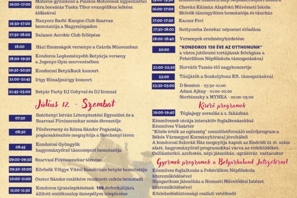 Betyár Napok Kondoroson – Irigy Hónaljmirigy, Horváth Tamás, Kaczor Feri, Sterbinszky, Adam Ajkay, stb.