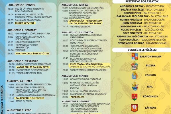 Lellei borhét 2025 program - Balatonlelle