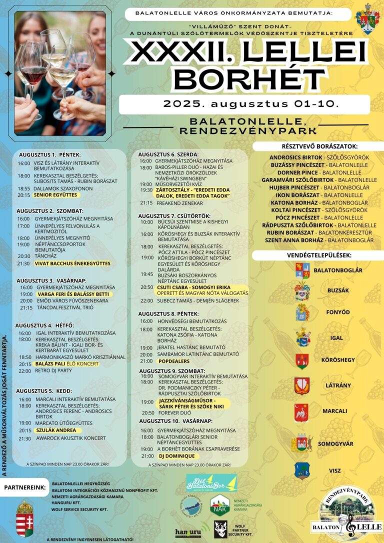 Lellei borhét 2025 program - Balatonlelle