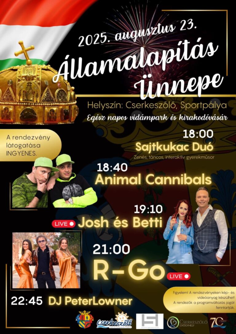 Cserkeszőlő Államalapítás Ünnepe 2025 program