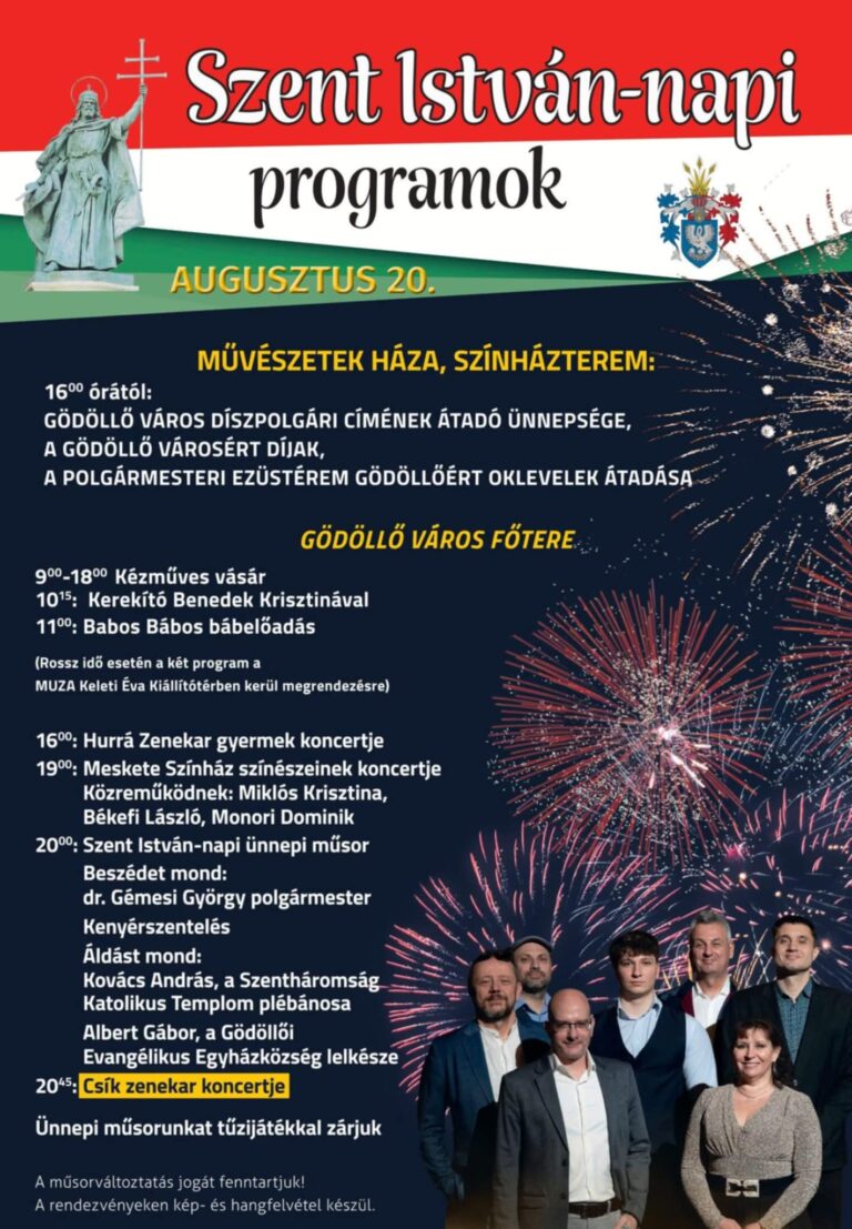 Gödöllő Szent István napi programok augusztus 20