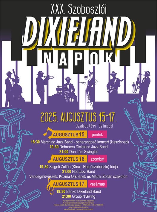 XXX. Szoboszlói Dixieland Napok program 2025