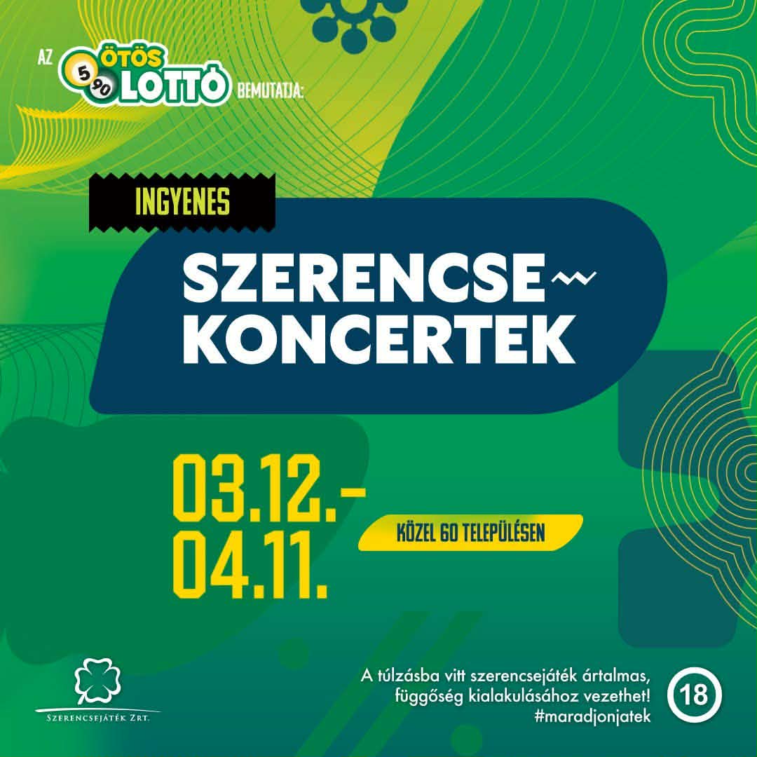 Szerencse Koncertek program és fellépők 2026 március 12 - április 11 között