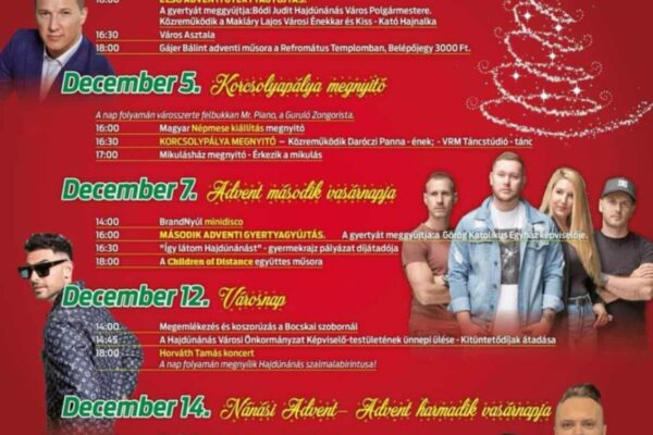 Hajdúnánás adventi programok és koncertek 2025