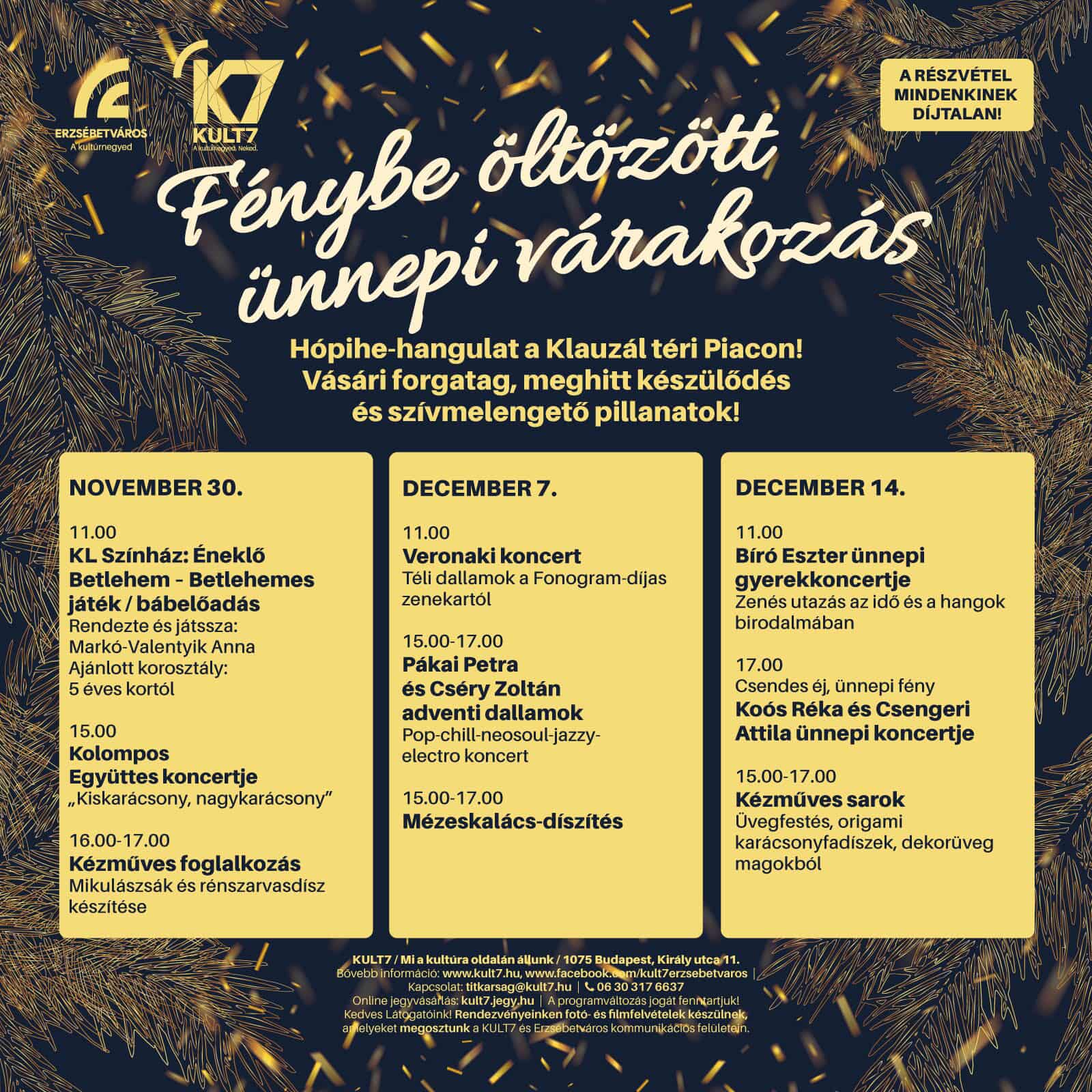 Karácsonyi vásársorozat a Klauzál téri Vásárcsarnokban 2025 program