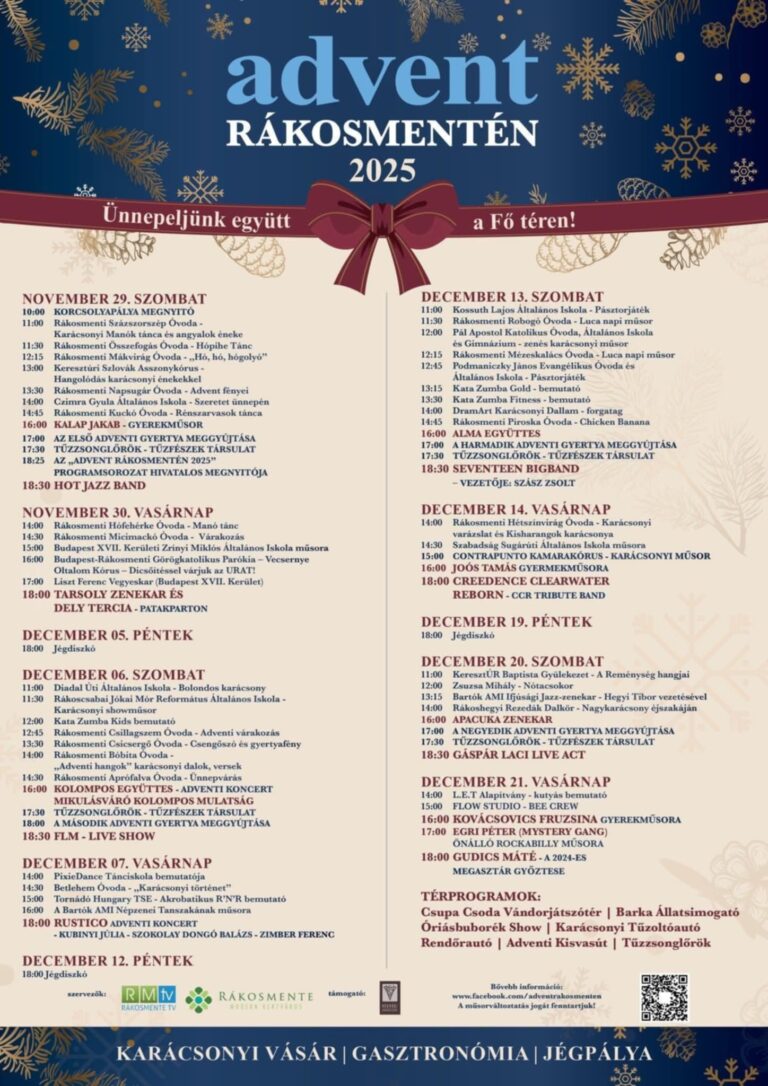 Rákosmente adventi programok és koncertek 2025