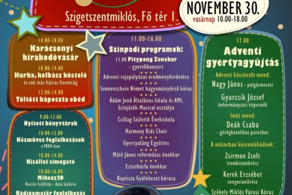 Szigetszentmiklós Advent 2025 programok és koncertek