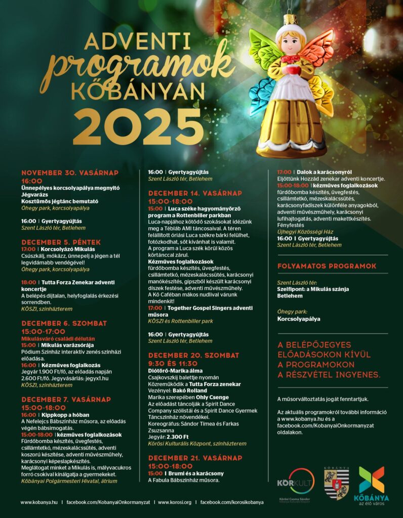 Adventi programok Kőbányán 2025