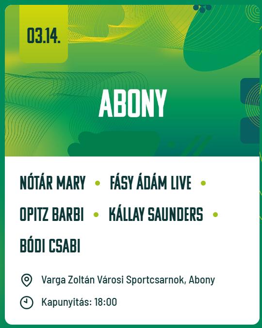 Szerencse koncertek 2026 Abony