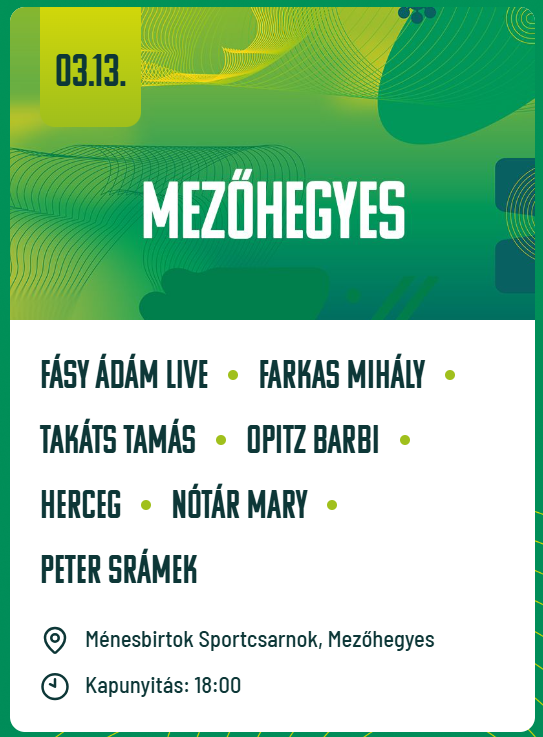 Szerencse koncertek 2026 Mezőhegyes