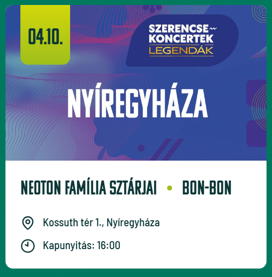 Szerencse koncertek 2026 Nyíregyháza