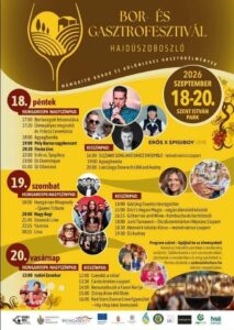 Hajdúszoboszló Bor és Gasztrofesztivál – Fiesta, Erős Vs. Spigiboy, DJ Dominique, Pély Barna, Nagy Bogi, Yamina, stb.